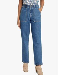Mavi High Rise Straight-leg Blue Denim Jeans Size 26 Classic Stitching